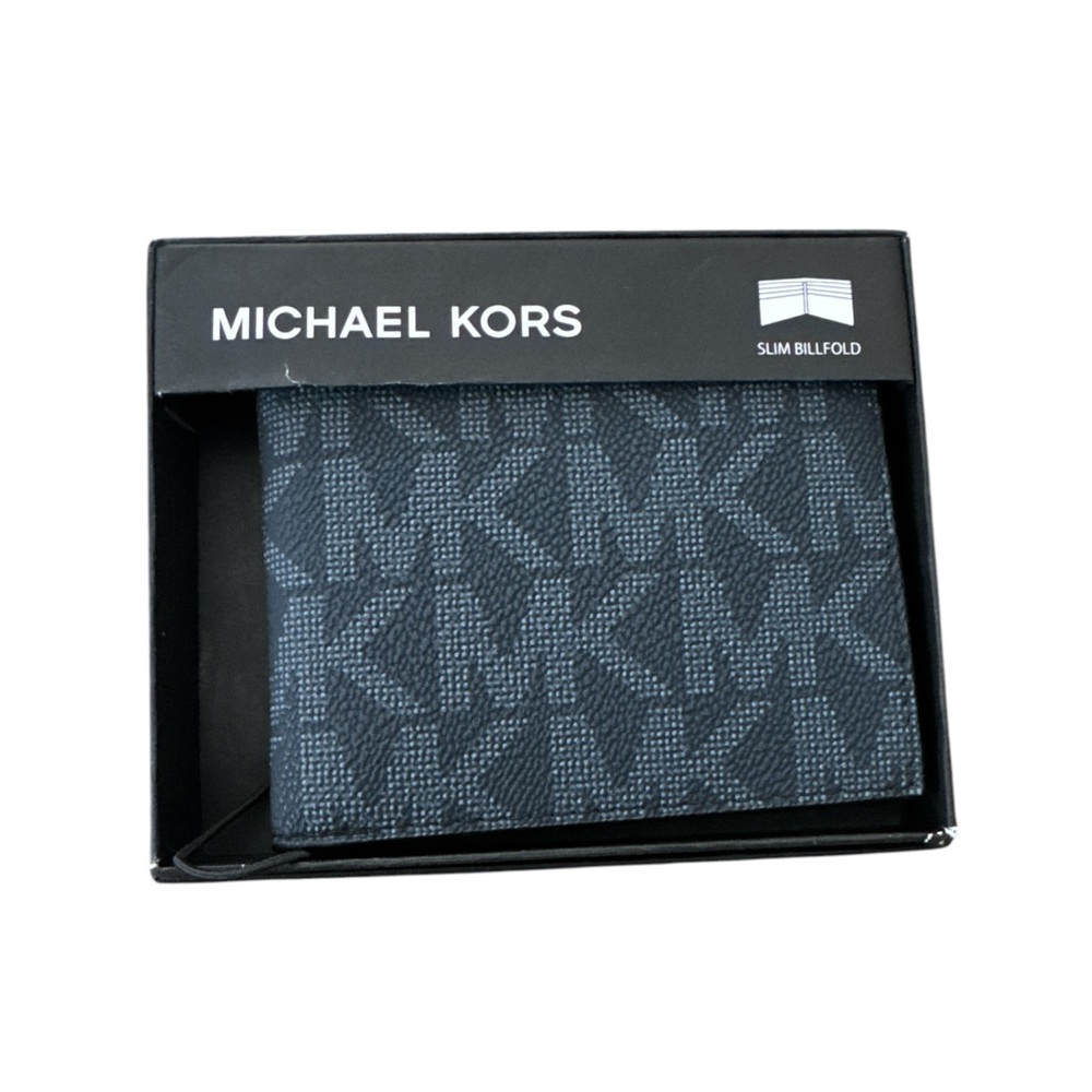 Michael Kors Jet Set Leather Bifold Wallet Navy Admiral Blue - Picture 2 of 8